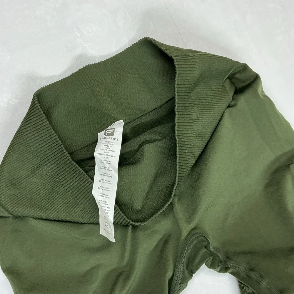 Fabletics High-Waist Olive Green Seamless Workout Leggings - Picture 3 of 3